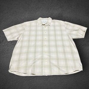 Tommy Bahama Shirt Mens XL Beige Silk‎ Soprano Style Hawaiian Palm Trees Relax